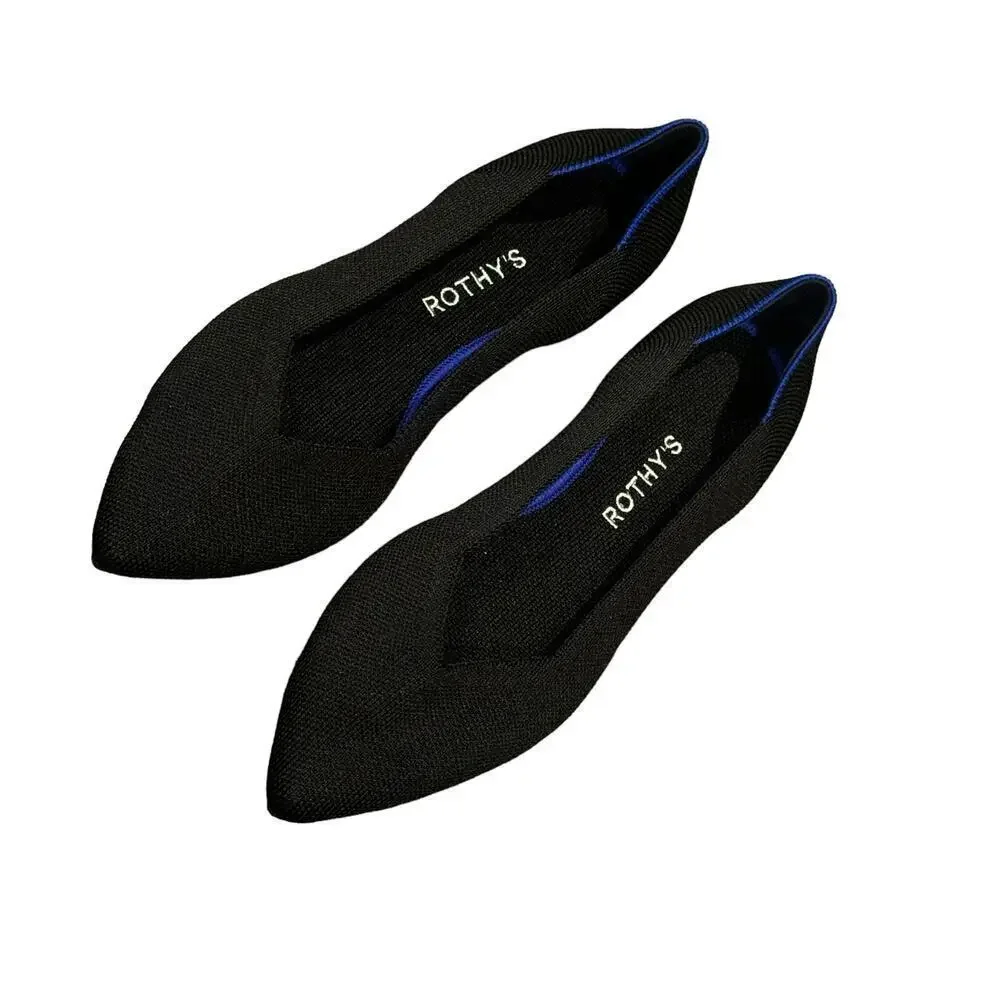Rothy's The Point Ballet Flat Slip-On Lightweight Black Size 10 NWOB
